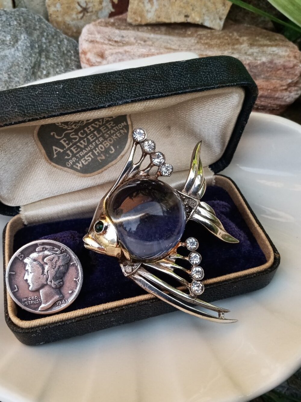 Circa 1940's Sterling Jelly Belly Fish Brooch
